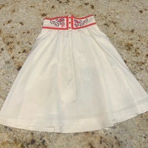 White Embroidered Skirt Aline Flare High Waisted  Size Small